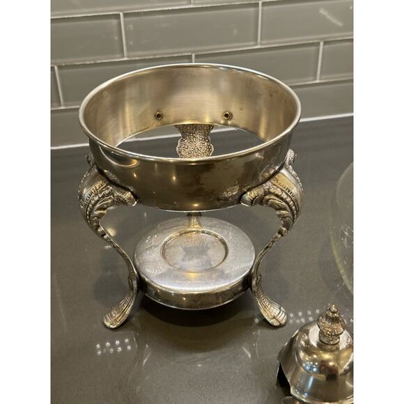 FB Rogers Glass Tea Coffee Pot Corning Carafe with Lid and Metal Warming Stand - Picture 6 of 8